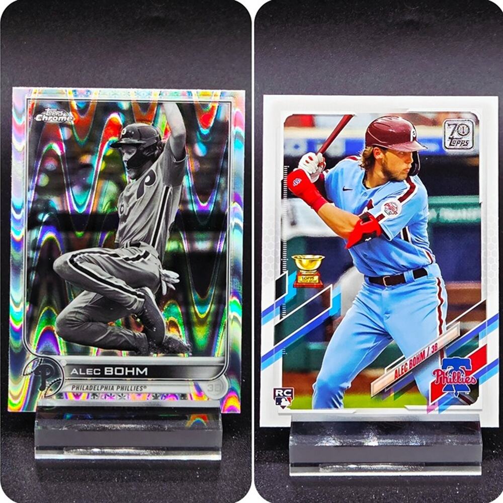 Alec Bohm Topps Chrome Black and White Ray Wave RC Philadelphia Phillies Star